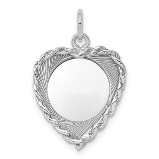 Sterling Silver Engravable Heart Polished Front/Satin Back Disc Charm QM395/18