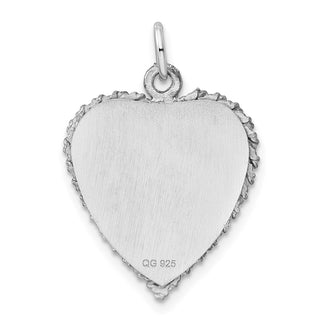 Sterling Silver Engravable Heart Polished Front/Satin Back Disc Charm QM396/18