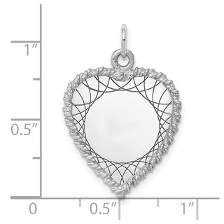 Sterling Silver Engravable Heart Polished Front/Satin Back Disc Charm QM396/18