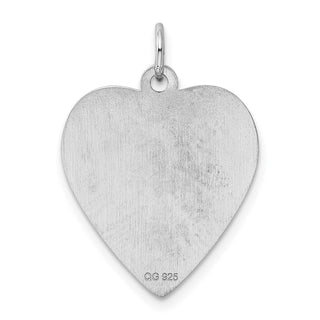 Sterling Silver Engravable Heart Polished Front/Satin Back Disc Charm QM398/27