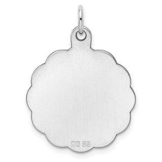 Sterling Silver Rhodium-Plated Engraveable Polished Front-Satin Back Disc Charm