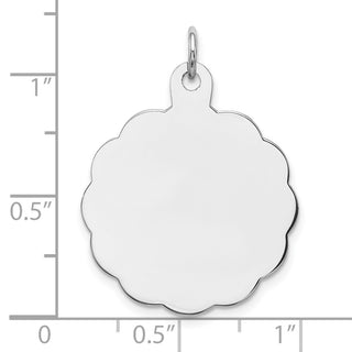 Sterling Silver Rhodium-Plated Engraveable Polished Front-Satin Back Disc Charm