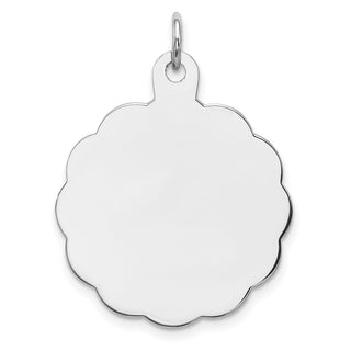 Sterling Silver Rhodium-Plated Engraveable Polished Front-Satin Back Disc Charm
