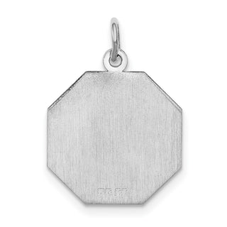Sterling Silver Engravable Octagon Polished Front/Satin Back Disc Charm QM424/35