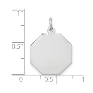 Sterling Silver Engravable Octagon Polished Front/Satin Back Disc Charm QM424/27
