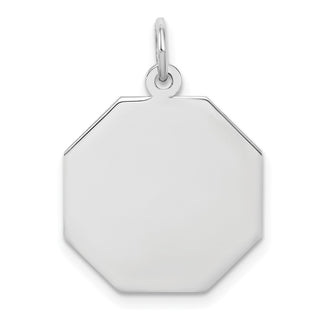Sterling Silver Engravable Octagon Polished Front/Satin Back Disc Charm QM424/35