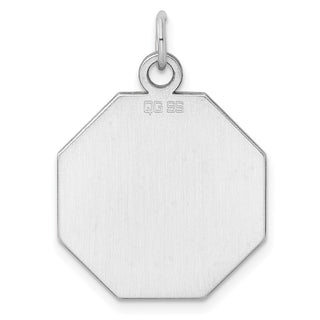 Sterling Silver Engravable Octagon Polished Front/Satin Back Disc Charm QM426/27