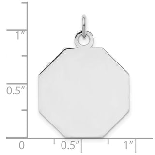 Sterling Silver Engravable Octagon Polished Front/Satin Back Disc Charm QM426/35