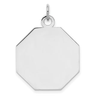 Sterling Silver Engravable Octagon Polished Front/Satin Back Disc Charm QM426/35
