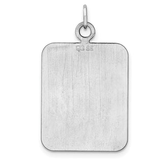 Sterling Silver Engravable Rectangle Satin Back Disc Charm QM446/35
