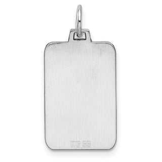 Rhodium-Plated Sterling Engravable Rectangle Satin Back Disc Charm QM448/35