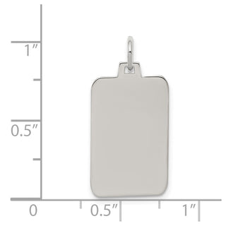 Rhodium-Plated Sterling Engravable Rectangle Satin Back Disc Charm QM448/50