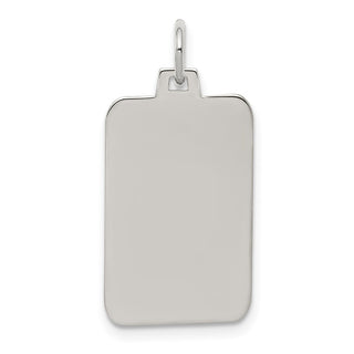 Rhodium-Plated Sterling Engravable Rectangle Satin Back Disc Charm QM448/50