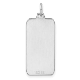 Rhodium-Plated Sterling Engravable Rectangular Satin Back Disc Charm QM449/27