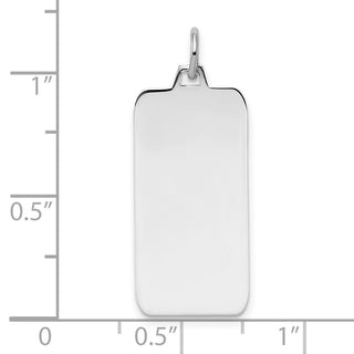 Rhodium-Plated Sterling Engravable Rectangular Satin Back Disc Charm QM449/35