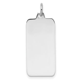 Rhodium-Plated Sterling Engravable Rectangular Satin Back Disc Charm QM449/50