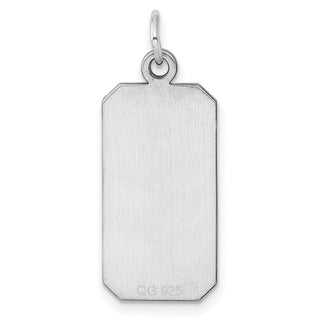 Sterling Silver Engravable Rectangle Satin Back Disc Charm QM450/18