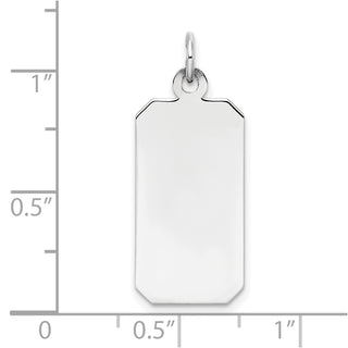 Sterling Silver Engravable Rectangle Satin Back Disc Charm QM450/18