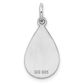 Sterling Silver Engravable Teardrop Satin Back Disc Charm QM455/35