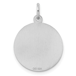 Sterling Silver Engravable Round Patterned Satin Back Disc Charm QM470/18