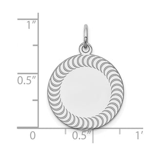 Sterling Silver Engravable Round Patterned Satin Back Disc Charm QM470/18