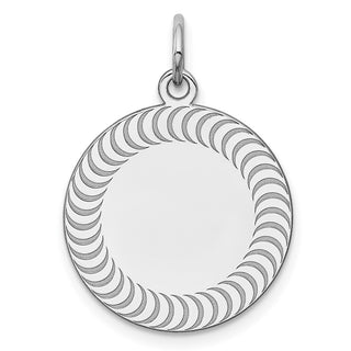 Sterling Silver Engravable Round Patterned Satin Back Disc Charm QM470/18