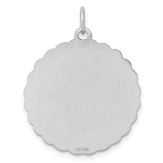 Sterling Silver Engravable Scalloped Patterned Polished Front/Satin Back Charm