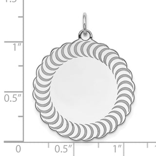 Sterling Silver Engravable Scalloped Patterned Polished Front/Satin Back Charm