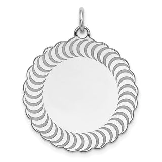 Sterling Silver Engravable Scalloped Patterned Polished Front/Satin Back Charm