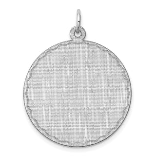 Sterling Silver Engravable Round Patterned Satin Back Disc Charm QM474/18