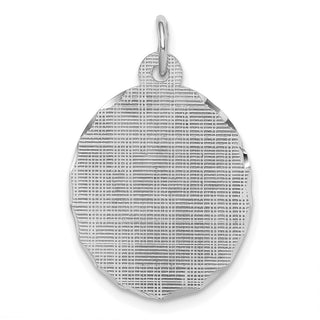 Sterling Silver Engravable Oval Patterned Satin Back Disc Charm QM475/18
