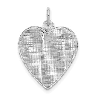 Sterling Silver Engravable Heart Patterned Satin Back Disc Charm QM477/18