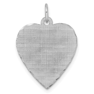 Sterling Silver Engravable Heart Patterned Satin Back Disc Charm QM478/18