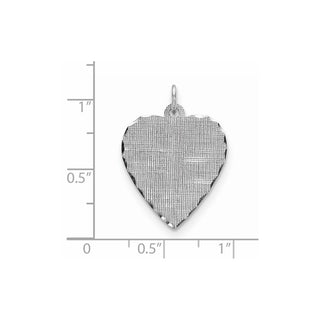 Sterling Silver Engravable Heart Patterned Satin Back Disc Charm QM478/18