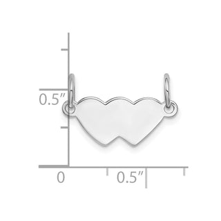 Sterling Silver Engravable Double Heart Polished Front/Satin Back Plate Charm