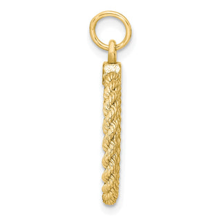 Gold-Plated Sterling Silver Engravable Round w/Rope Polished Disc Charm 501G/18