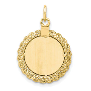 Gold-Plated Sterling Silver Engravable Round w/Rope Polished Disc Charm 501G/18