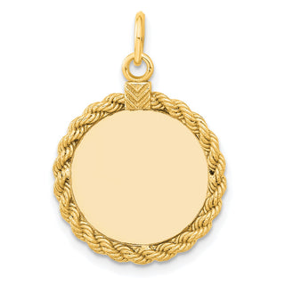 Gold-Plated Sterling Silver Engravable Round w/Rope Polished Disc Charm 501G/18
