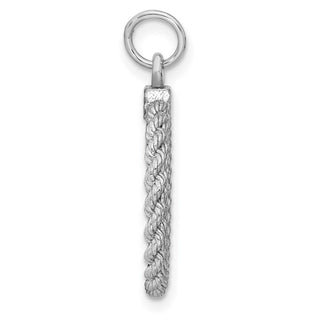 Rhodium-Plated Sterling Engravable Round w/Rope Satin Back Disc Charm QM501/18