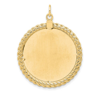 Gold-Plated Sterling Silver Engravable Round w/Rope Polished Disc Charm 502G/18
