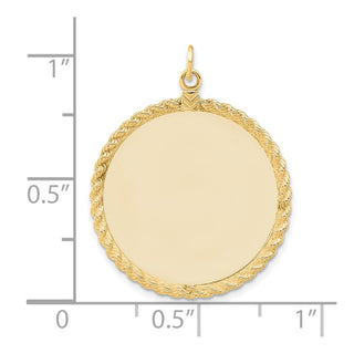 Gold-Plated Sterling Silver Engravable Round w/Rope Polished Disc Charm 502G/18