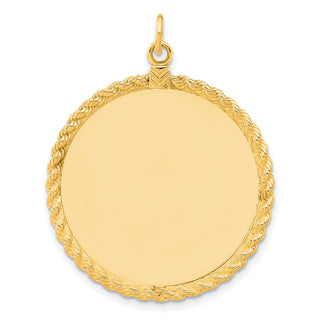 Gold-Plated Sterling Silver Engravable Round w/Rope Polished Disc Charm 502G/18