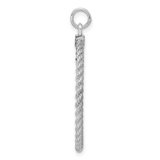 Rhodium-Plated Sterling Engravable Round w/Rope Satin Back Disc Charm QM502/18