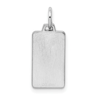Rhodium-Plated Sterling Engravable Rectangular Satin Back Disc Charm QM505/27