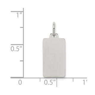 Rhodium-Plated Sterling Engravable Rectangular Satin Back Disc Charm QM505/35
