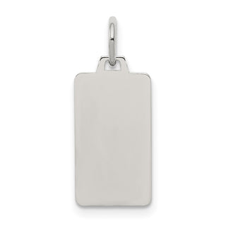 Rhodium-Plated Sterling Engravable Rectangular Satin Back Disc Charm QM505/35