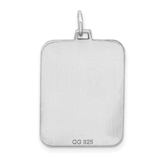Rhodium-Plated Sterling Engravable Rectangular Satin Back Disc Charm QM506/27