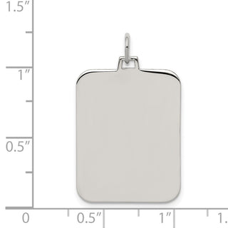 Rhodium-Plated Sterling Engravable Rectangular Satin Back Disc Charm QM506/27