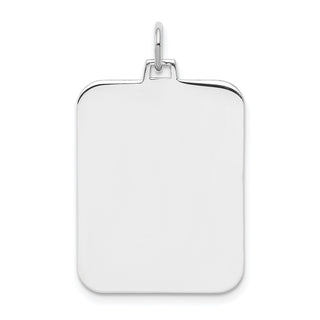 Rhodium-Plated Sterling Engravable Rectangular Satin Back Disc Charm QM506/27