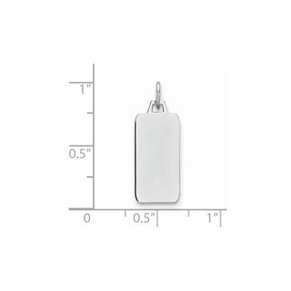 Rhodium-Plated Sterling Engravable Rectangular Satin Back Disc Charm QM507/35